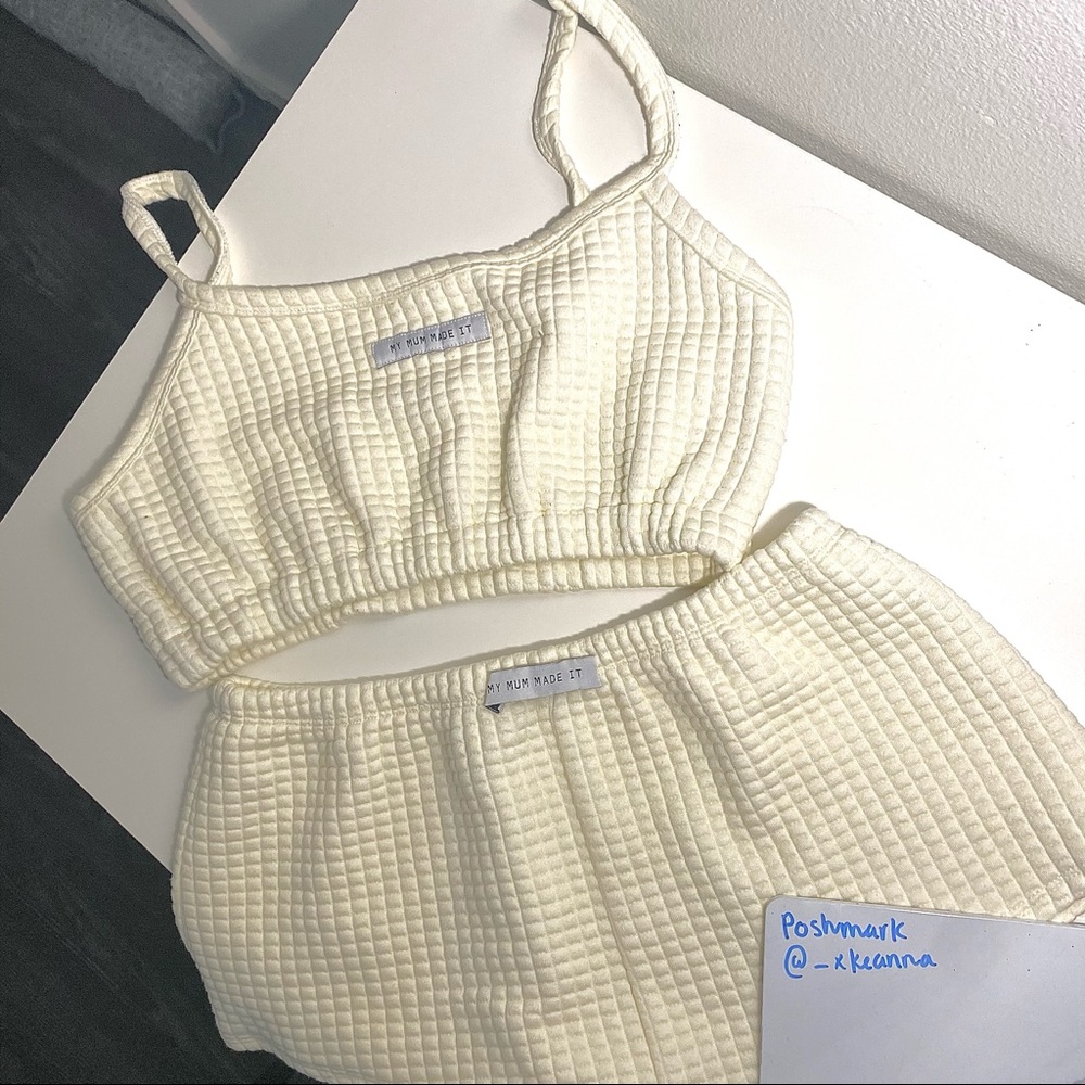 MMMI | cream quilted tube top & shorts set